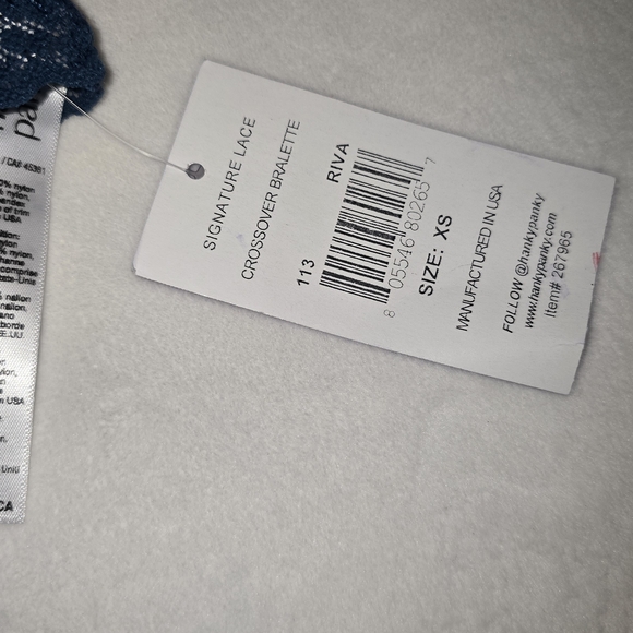 Hanky Panky Signature Lace Crossover Bralette in Deep Blue Riva Nwt - Picture 4 of 5